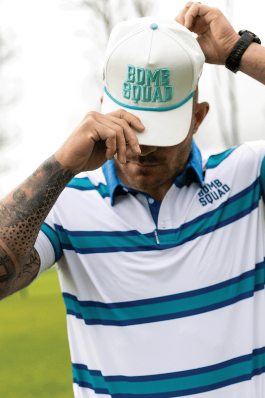 BooYaa Bomb Squad Golf Cap – Bombs Away (White/Turquoise) – view 2