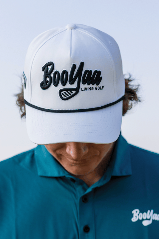 BooYaa Premium Golf Cap – White Classic (White/Black)